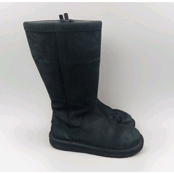 UGG Australia Shoes - UGG Australia Kenly 1890 Suede Knee-High Boots Women’s 8 Black Leather Sheepskin